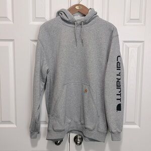 Carhartt Men’s Light Gray Loose Fit Midweight Logo Sleeve Graphic Sweatshirt